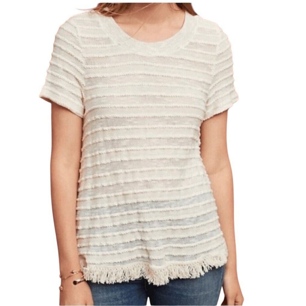 Anthropologie Eri + Ali Womens Cream Knit Top Blouse Shirt Size XS Boho